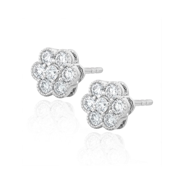 Lab Diamond Cluster Flower Earrings 0.50ct set in 9K White Gold - Image 2