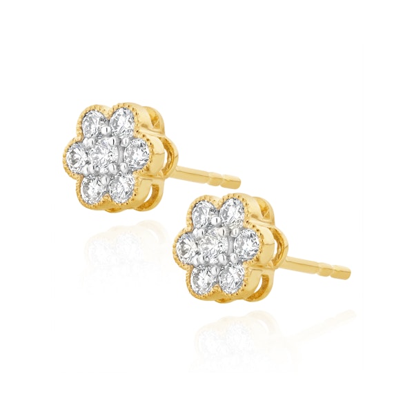 Lab Diamond Flower Cluster Earrings 0.50ct set in 9K Gold - Image 2