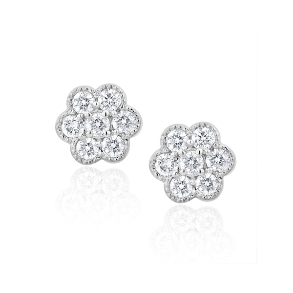 Lab Diamond Cluster Flower Earrings 0.25ct set in 9K White Gold - Image 1