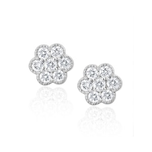 Lab Diamond Cluster Flower Earrings 0.25ct set in 9K White Gold