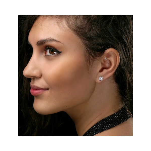 Lab Diamond Cluster Flower Earrings 0.25ct set in 9K White Gold - Image 3