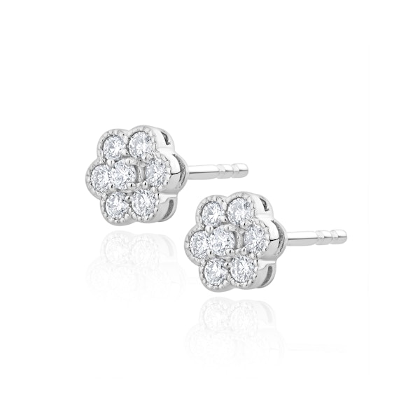 Lab Diamond Cluster Flower Earrings 0.25ct set in 9K White Gold - Image 2