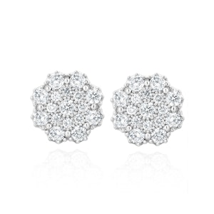 Large Lab Diamond Cluster Earrings 1.00ct H/Si in 9K White Gold