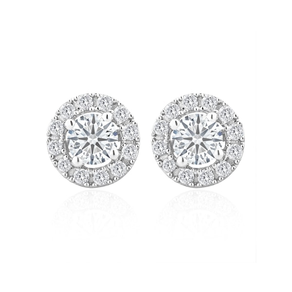 Halo Lab Diamond Earrings 1.00ct H/Si in 9K White Gold - Image 1