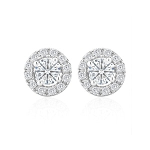 Halo Lab Diamond Earrings 1.00ct H/Si in 9K White Gold