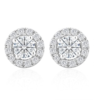 Halo Lab Diamond Earrings 1.00ct H/Si in 9K White Gold