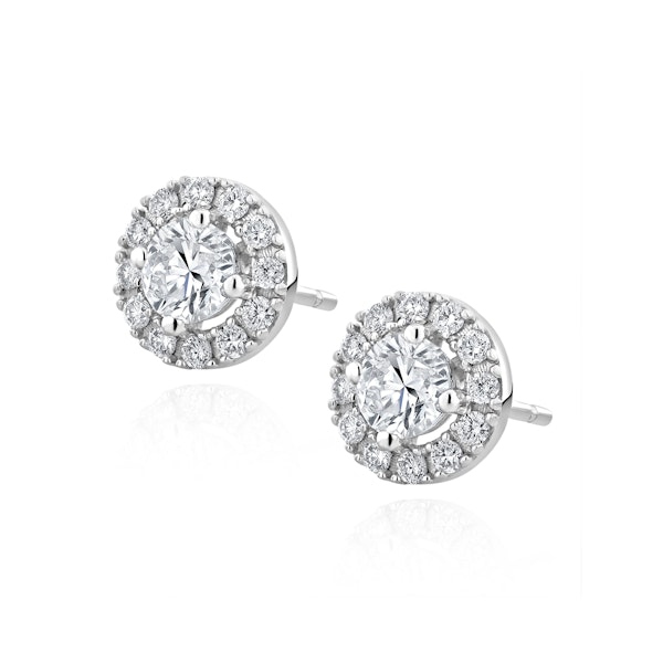 Halo Lab Diamond Earrings 1.00ct H/Si in 9K White Gold - Image 2
