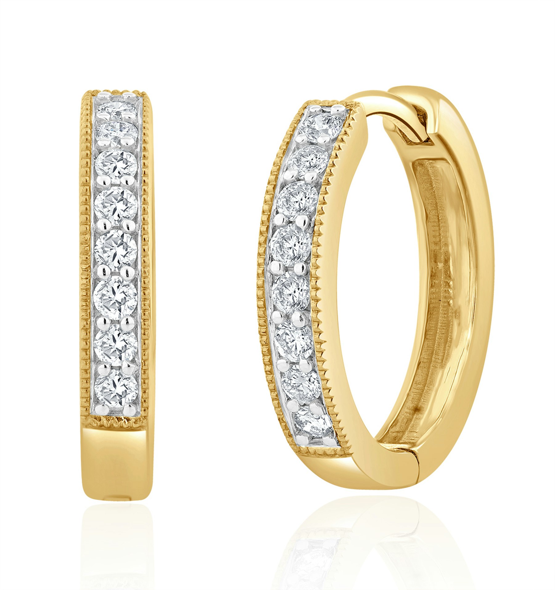 Lab Diamond Hoop Earrings 0.25ct H/Si Pave Set in 9K Gold