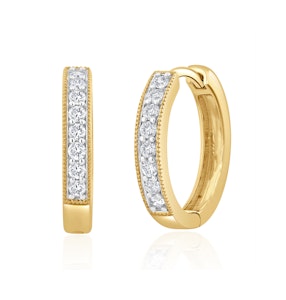 Lab Diamond Huggie Earrings 0.25ct H/Si Pave Set in 9K Gold
