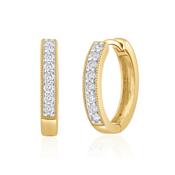 Lab Diamond Huggie Earrings 0.25ct H/Si Pave Set in 9K Gold - Image 1