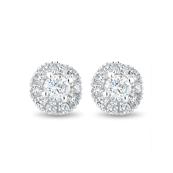 Halo Lab Diamond Earrings 0.50ct H/Si Set in 9K White Gold - Image 1