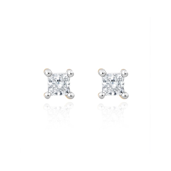 Princess Cut Lab Diamond Stud Earrings 0.20ct in 9K Gold - Image 1