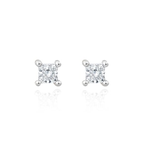 Princess Cut Lab Diamond Stud Earrings 0.20ct in 9K White Gold
