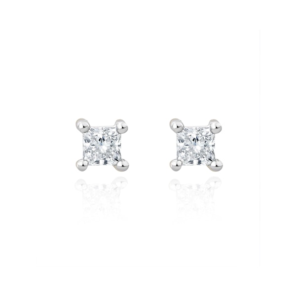 Princess Cut Lab Diamond Stud Earrings 0.20ct in 9K White Gold - Image 1