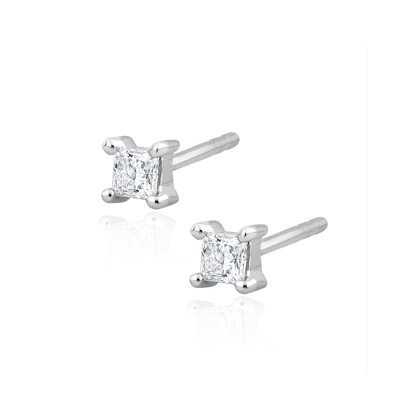 Princess Cut Lab Diamond Stud Earrings 0.20ct in 9K White Gold - Image 3