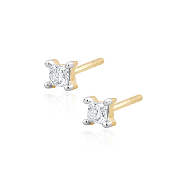 Princess Cut Lab Diamond Stud Earrings 0.20ct in 9K Gold - Image 3