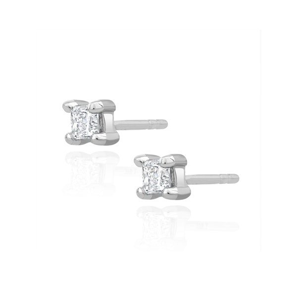 Princess Cut Lab Diamond Stud Earrings 0.30ct in 9K White Gold - Image 3