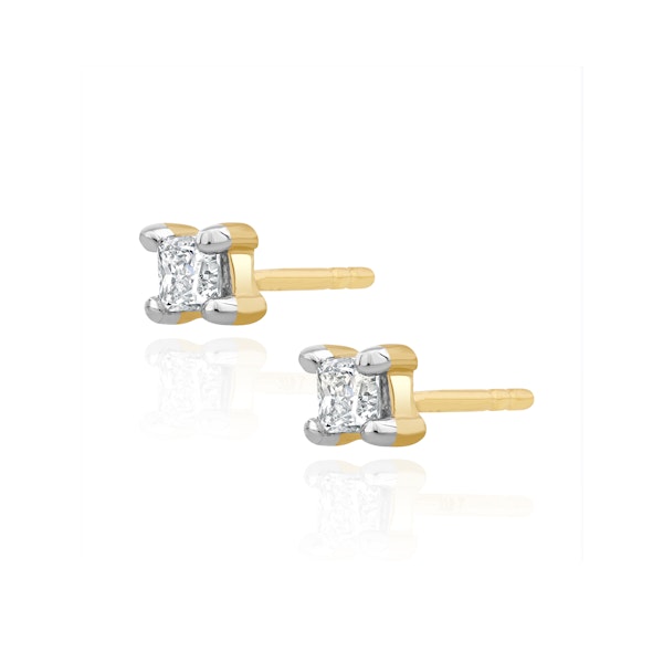 Princess Cut Lab Diamond Stud Earrings 0.30ct in 9K Gold - Image 3