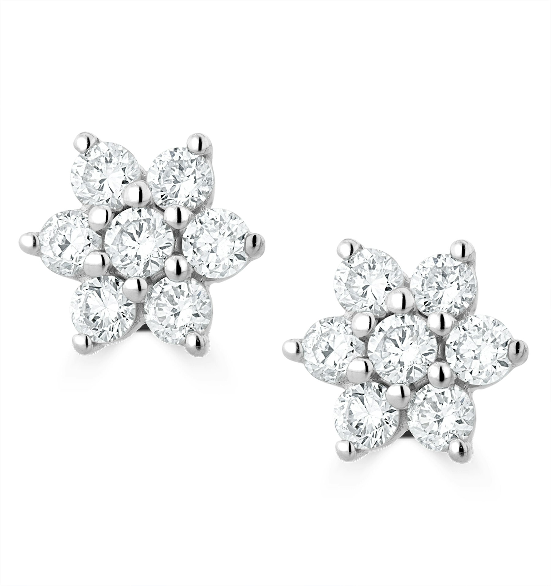 0.50ct Lab Diamond Flower Cluster Earrings in 9K White Gold