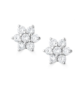 0.50ct Lab Diamond Flower Cluster Earrings in 9K White Gold