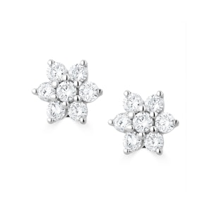 0.50ct Lab Diamond Flower Cluster Earrings in 9K White Gold