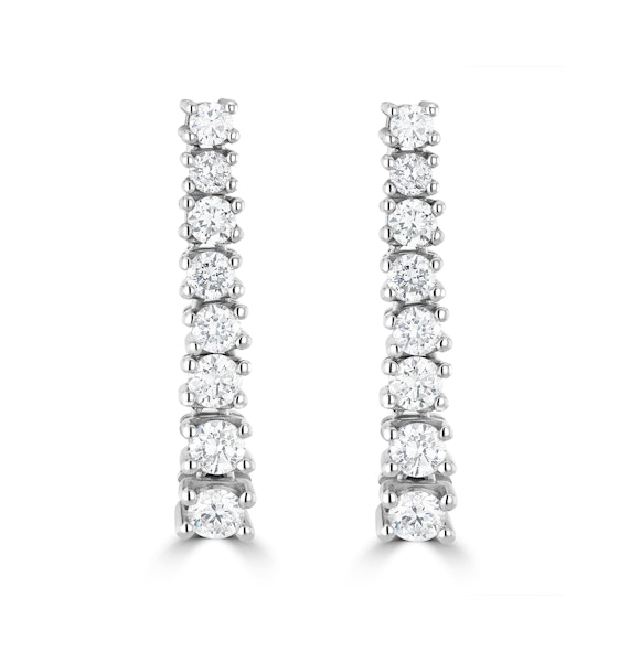 1ct Lab Diamond Life Journey Drop Earrings Set in 9K White Gold - Image 1