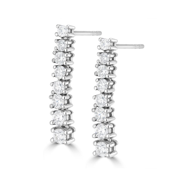 1ct Lab Diamond Life Journey Drop Earrings Set in 9K White Gold - Image 2