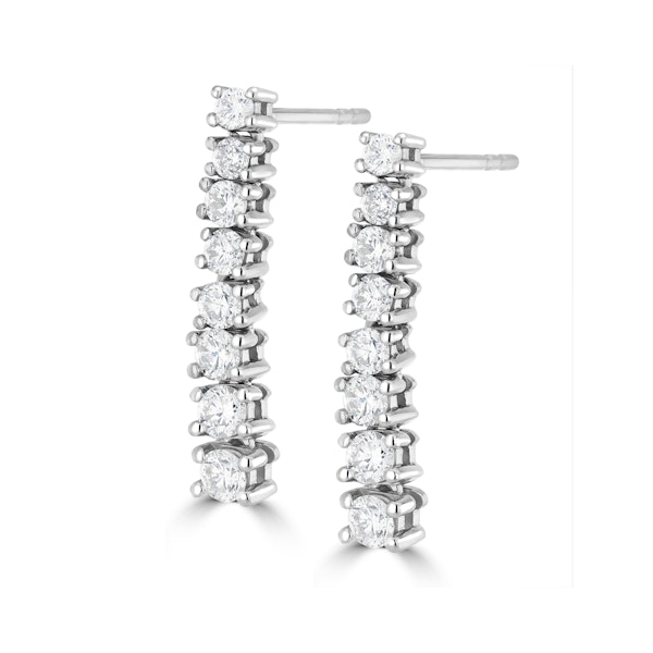 1ct Lab Diamond Life Journey Drop Earrings Set in 9K White Gold - Image 2