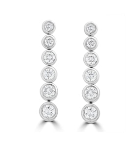 1ct Lab Diamond Life Journey Rub Over Drop Earrings in 9K White Gold