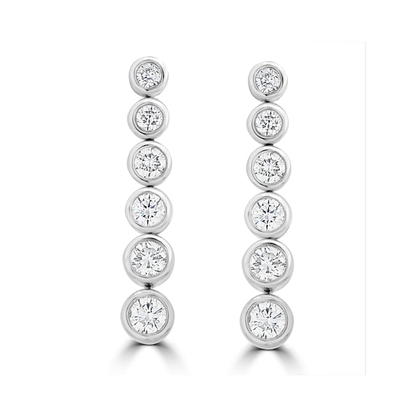 1ct Lab Diamond Life Journey Rub Over Drop Earrings in 9K White Gold - Image 1