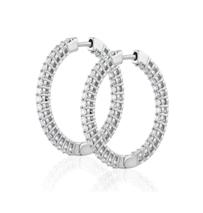 2.00ct Lab Diamond Hoop Earrings H/Si Quality in 9K White Gold - 32mm