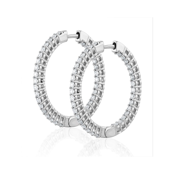 2.00ct Lab Diamond Hoop Earrings H/Si Quality in 9K White Gold - 32mm - Image 1