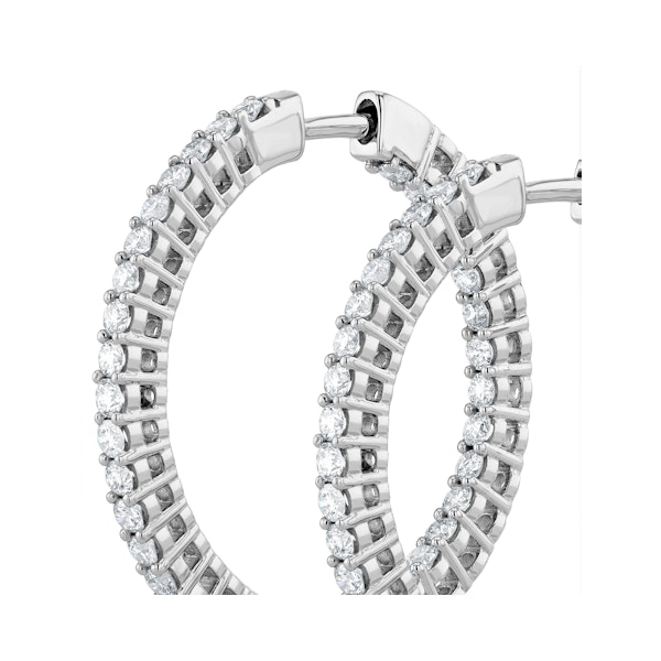 2.00ct Lab Diamond Hoop Earrings H/Si Quality in 9K White Gold - 32mm - Image 4