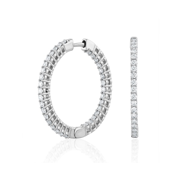 2.00ct Lab Diamond Hoop Earrings H/Si Quality in 9K White Gold - 32mm - Image 3