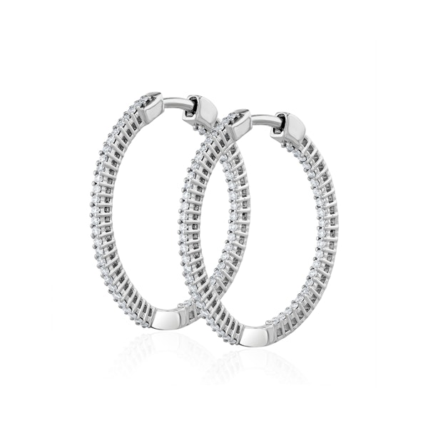 0.50ct Lab Diamond Hoop Earrings H/Si Quality in 9K White Gold - 26mm - Image 1