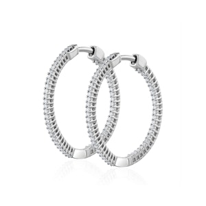 0.50ct Lab Diamond Hoop Earrings H/Si Quality in 9K White Gold - 26mm