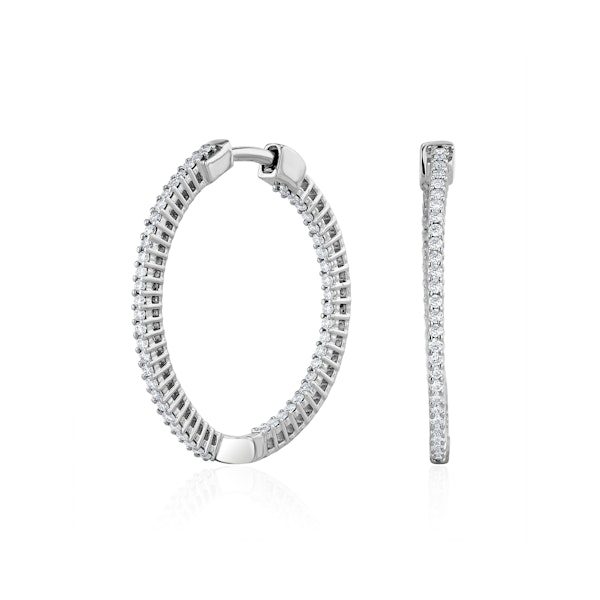 0.50ct Lab Diamond Hoop Earrings H/Si Quality in 9K White Gold - 26mm - Image 3