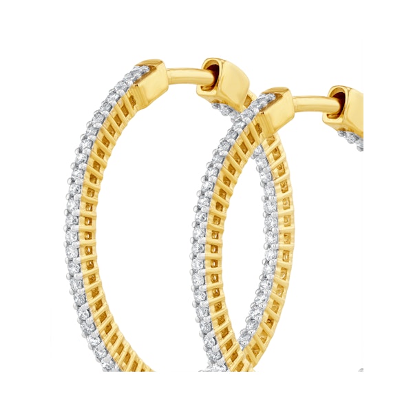 0.50ct Lab Diamond Hoop Earrings H/Si Quality in 9K Gold - 26mm - Image 4