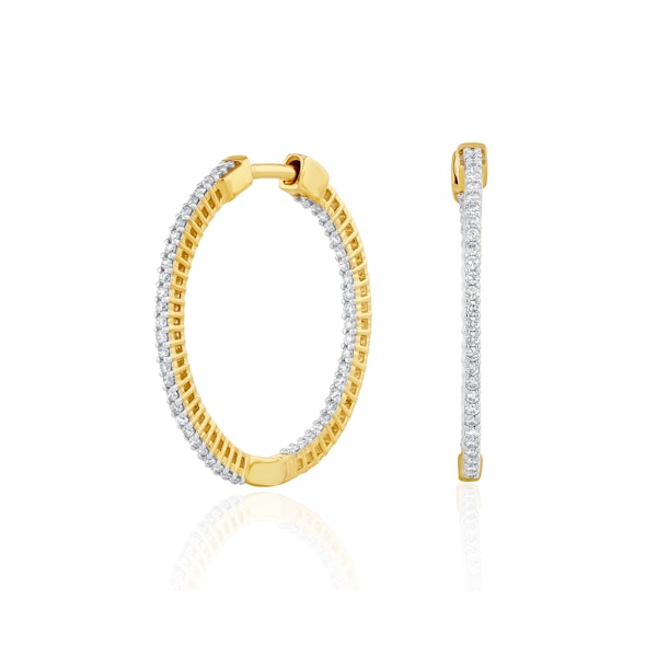 0.50ct Lab Diamond Hoop Earrings H/Si Quality in 9K Gold - 26mm - Image 3