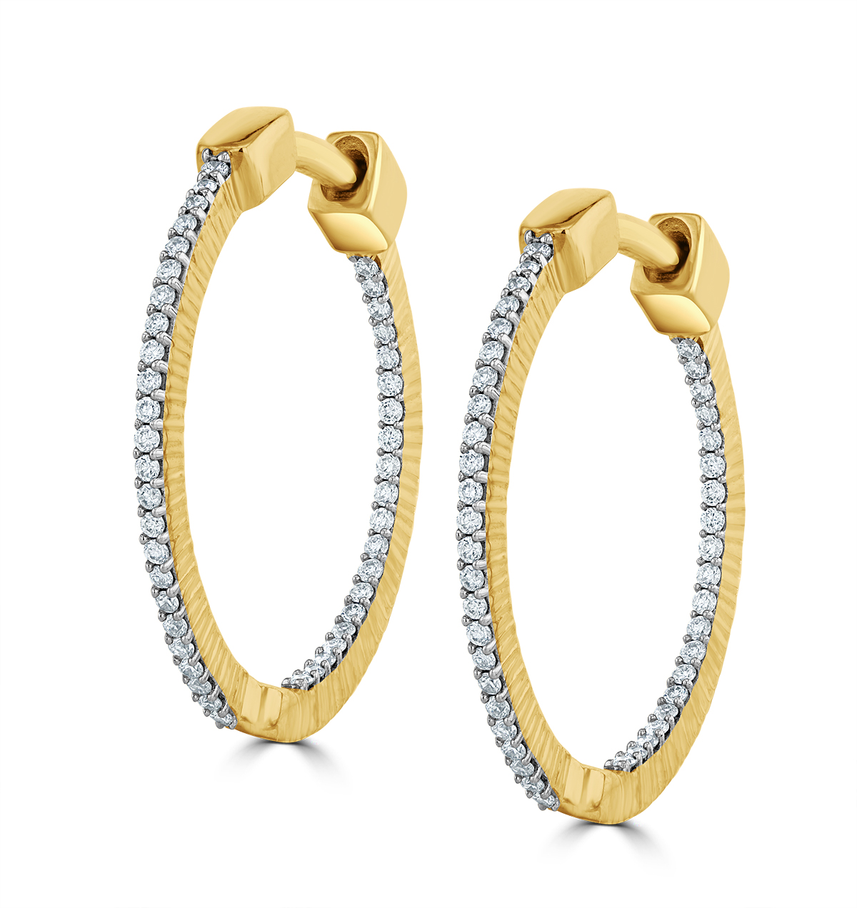 0.25ct Lab Diamond Hoop Earrings H/Si Quality in 9K Gold - 21mm