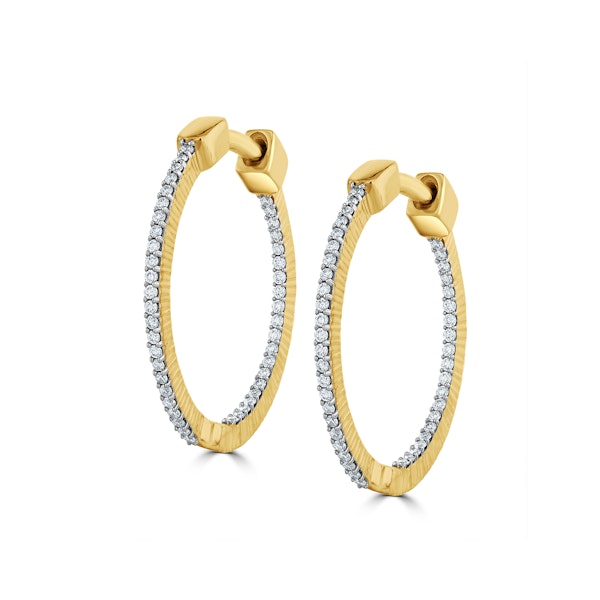 0.25ct Lab Diamond Hoop Earrings H/Si Quality in 9K Gold - 21mm - Image 1