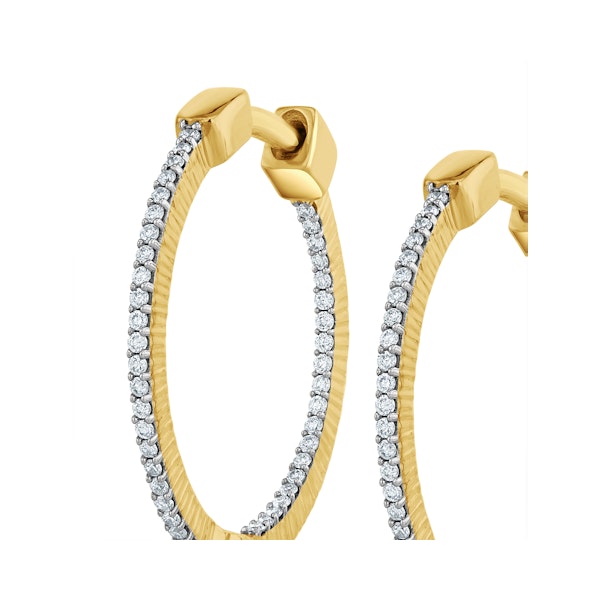 0.25ct Lab Diamond Hoop Earrings H/Si Quality in 9K Gold - 21mm - Image 4