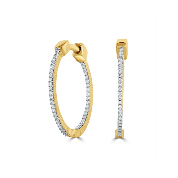0.25ct Lab Diamond Hoop Earrings H/Si Quality in 9K Gold - 21mm - Image 3