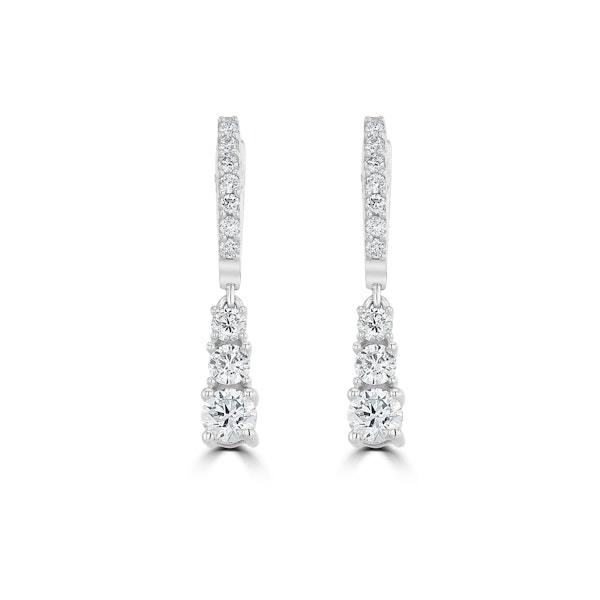 Lab Diamonds Drop Earrings 1ct Set in 9K White Gold - Image 1