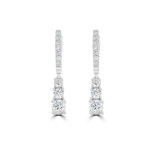 Lab Diamonds Drop Earrings 1ct Set in 9K White Gold