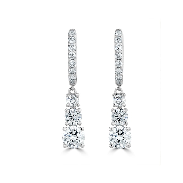 Lab Diamonds Drop Earrings 2ct Set in 9K White Gold - Image 1
