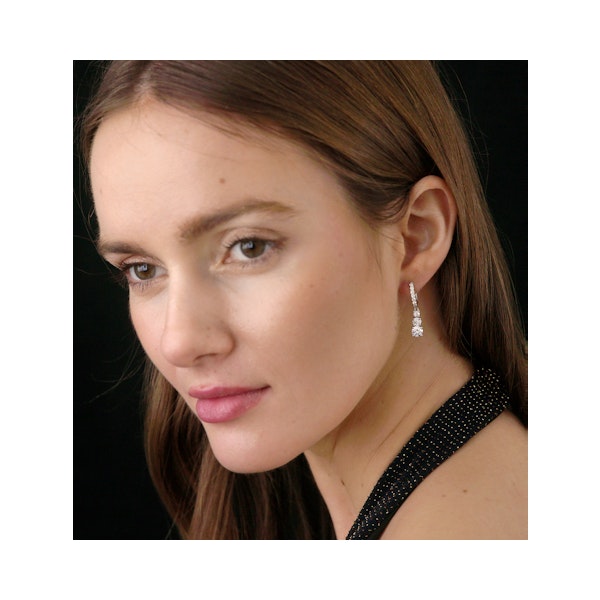 Lab Diamonds Drop Earrings 2ct Set in 9K White Gold - Image 2