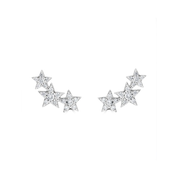 Ear Climbers Earrings Lab Diamond 0.20ct in 925 Sterling Silver - Image 1