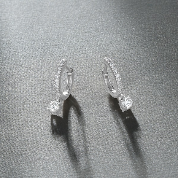 Stellato Huggie Drop Lab Diamond Earrings 0.50ct in 18K 925 Sterling Silver - Image 2