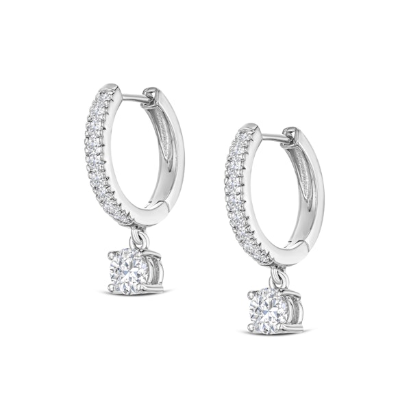 Stellato Huggie Drop Lab Diamond Earrings 1.00ct in 18K 925 Sterling Silver - Image 3